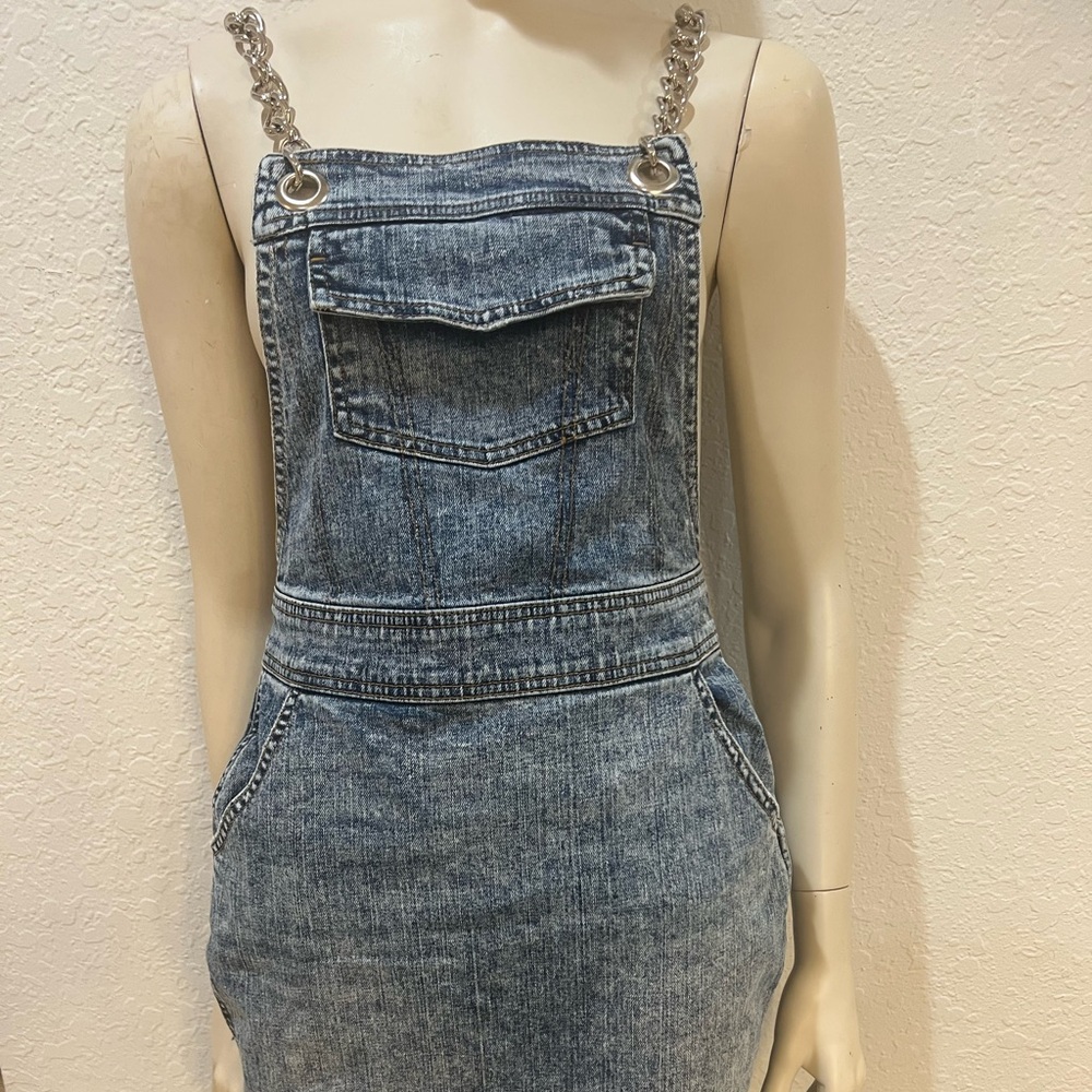 S by Serena Light Blue Women's Denim Overall Dress